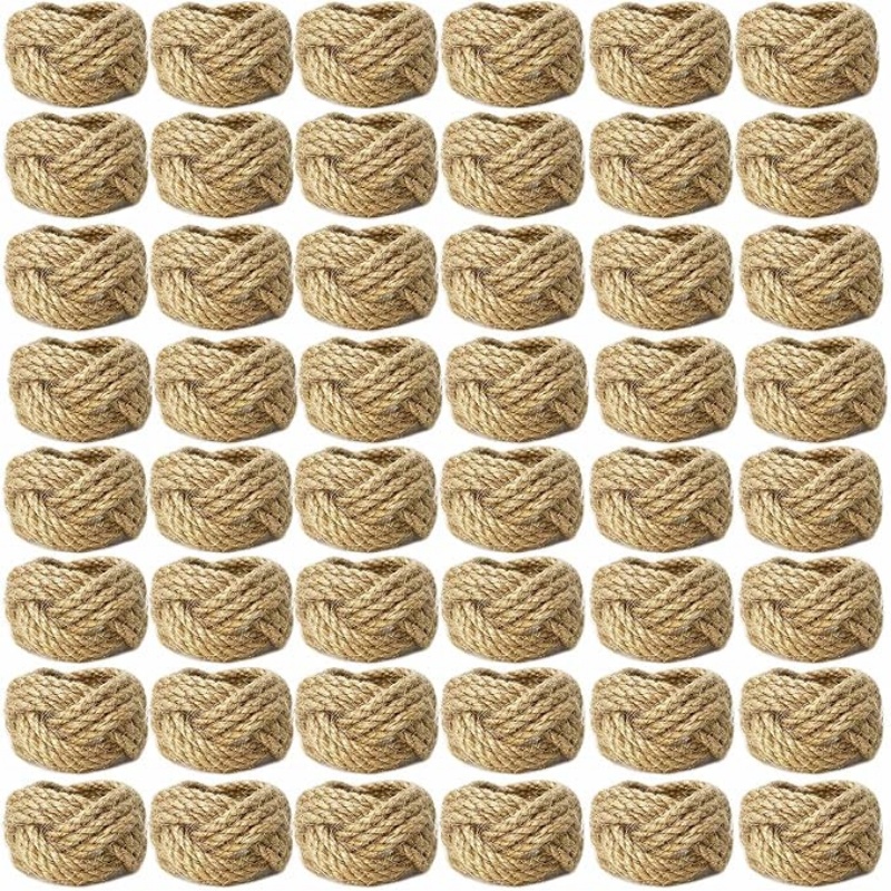 Linen Napkin Set - 48-delige linnen gevlochten servetringset, handgemaakte gevlochten
