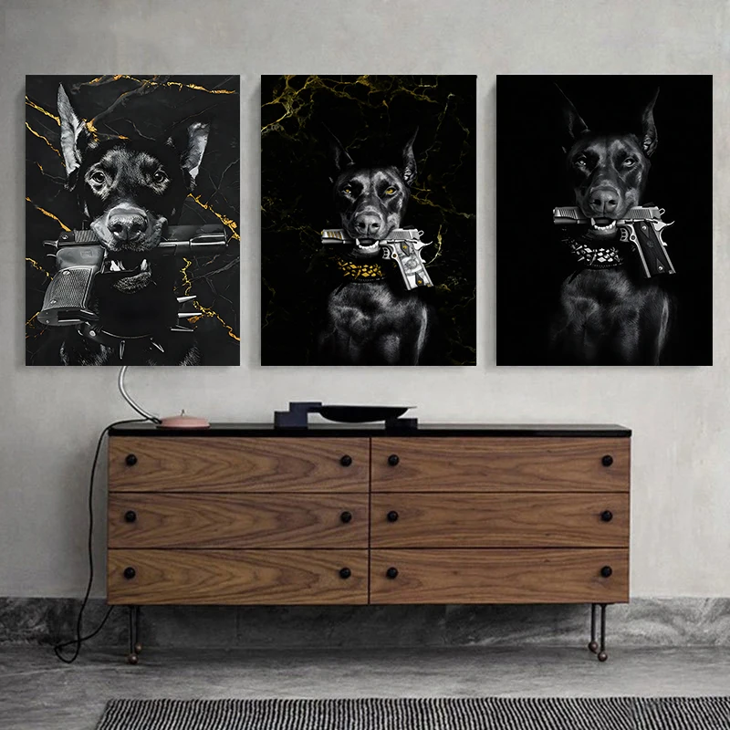 Luxury Lifestyle Photography - Mode Zwarte Doberman Hond Leeuw Met