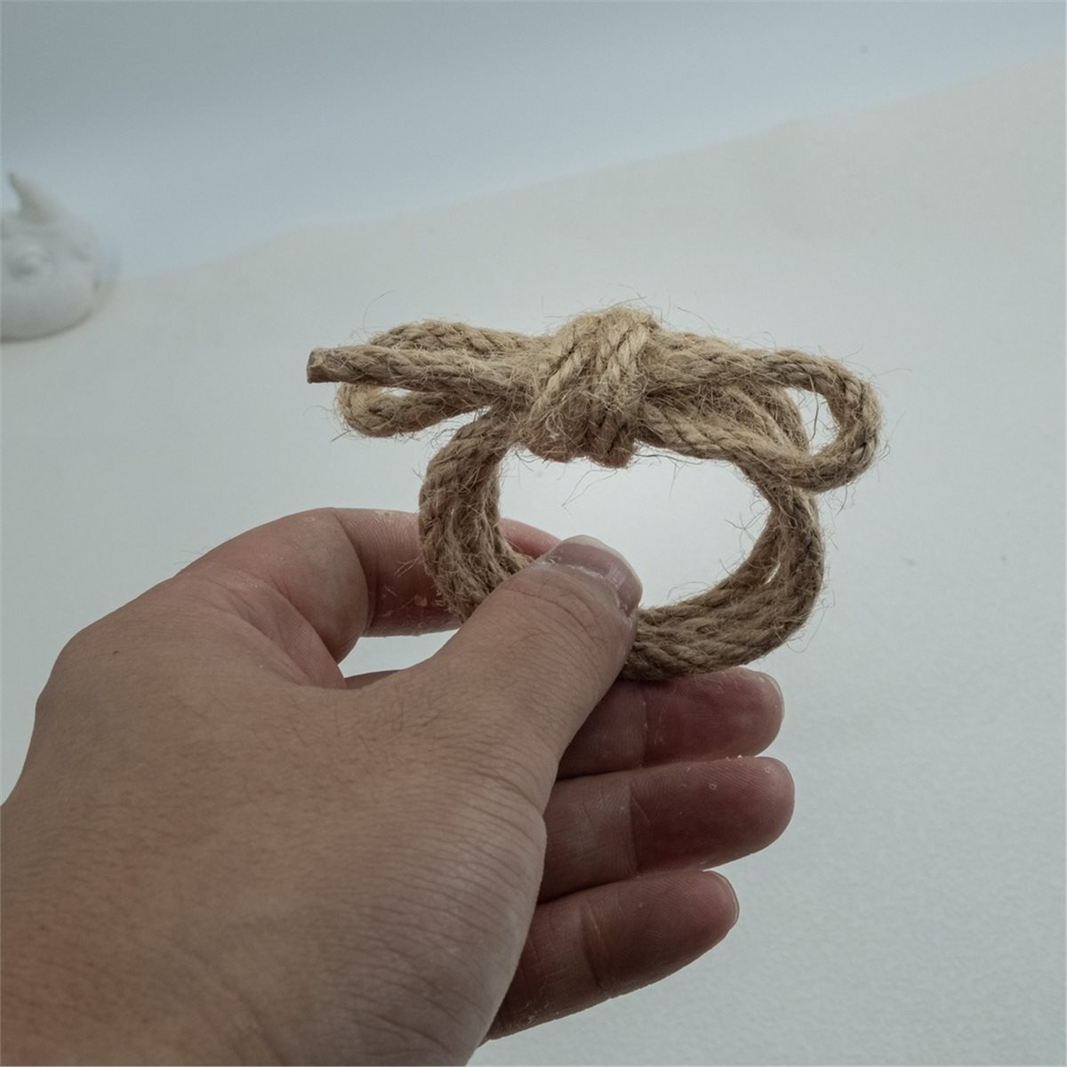 Linen Napkin Set - 12-delige linnen gevlochten strikken servetringenset, handgemaakte