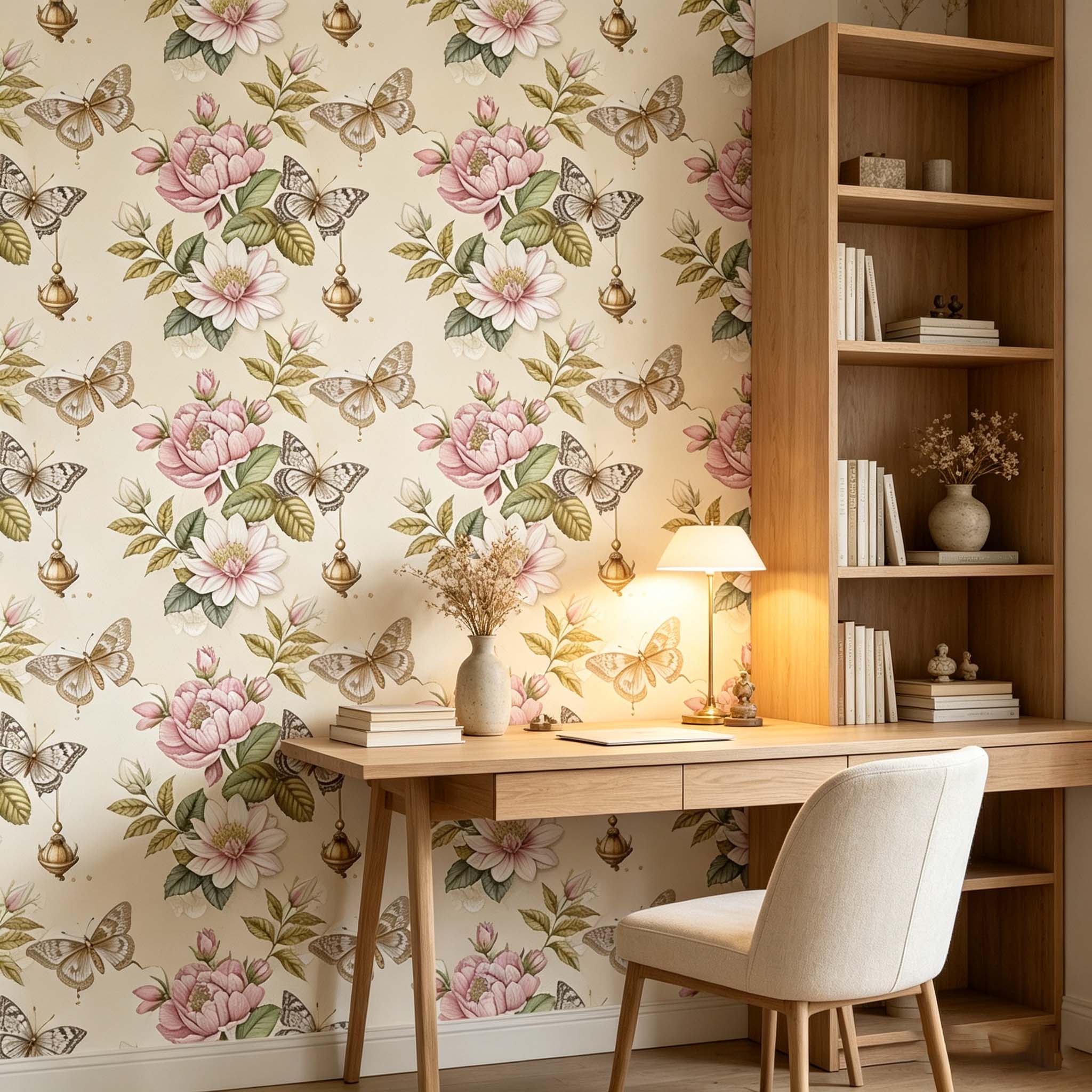 Luxury Lifestyle Background - Licht Luxe Retro Behang Zelfklevend Bloemig