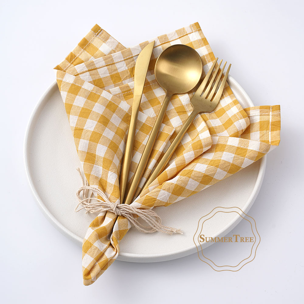 Gingham katoenen servet 42x42c - Linen Napkin Set recensie en prijs